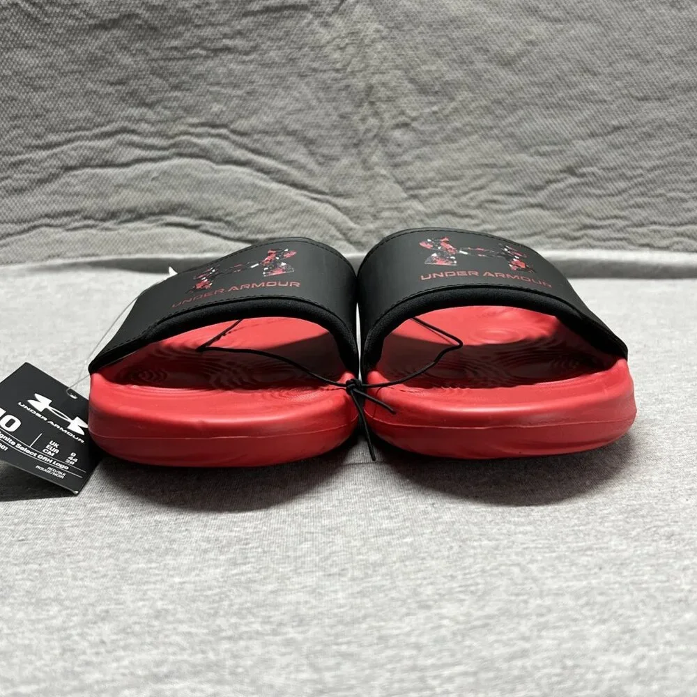 Under Armour Ignite GRH Logo UA‎ Red/Black Men Slip On Sandal Slides Shoe Sz 10
